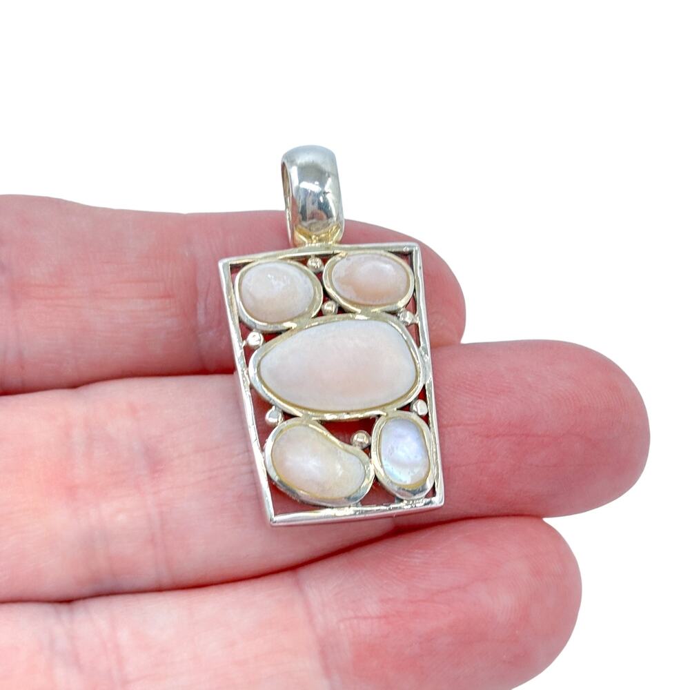 Vintage Sterling Silver 925 Mother Of Pearl Pendant